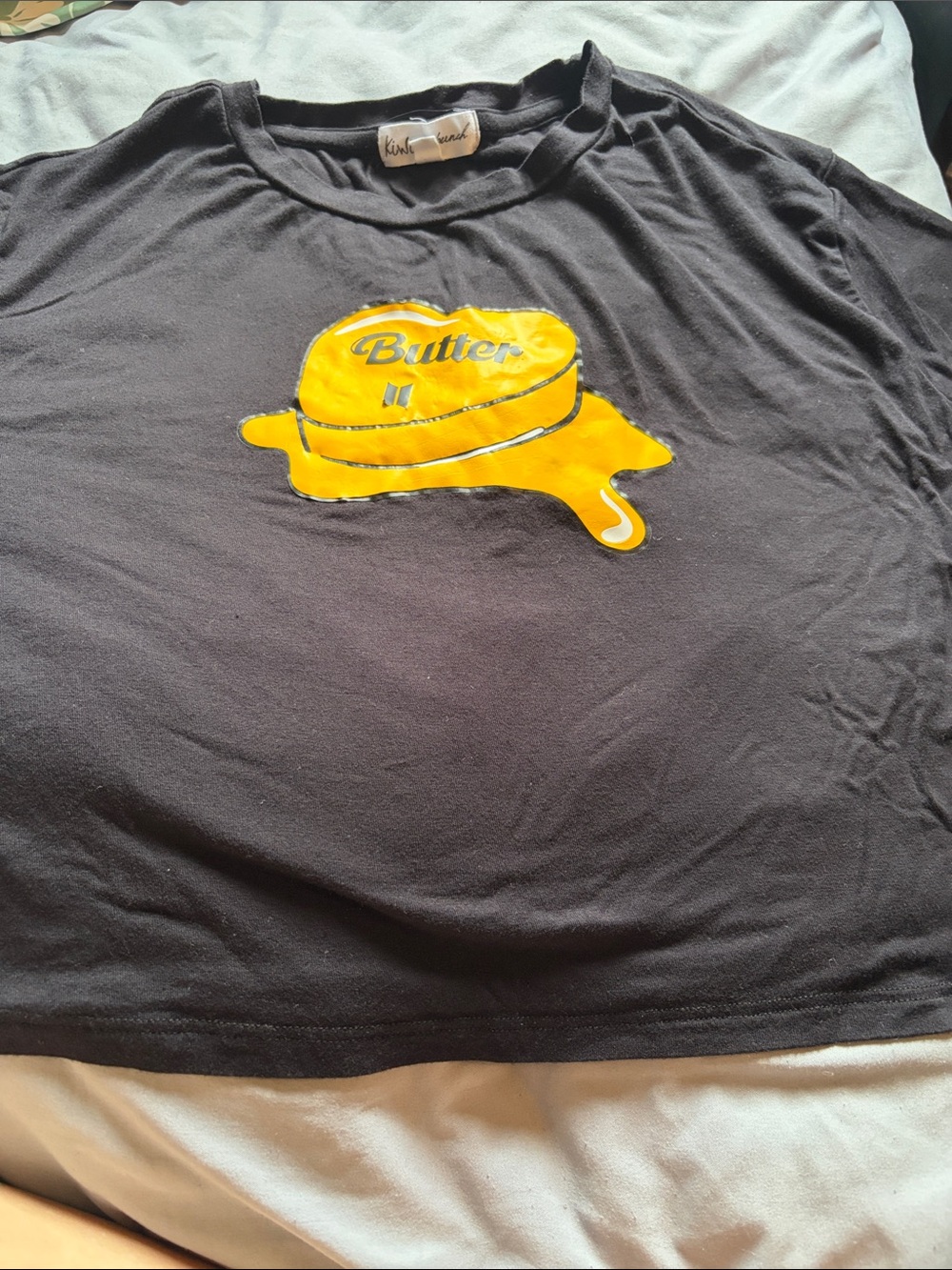 Women’s Black Short Sleeve Tee with Yellow Butter Graphic